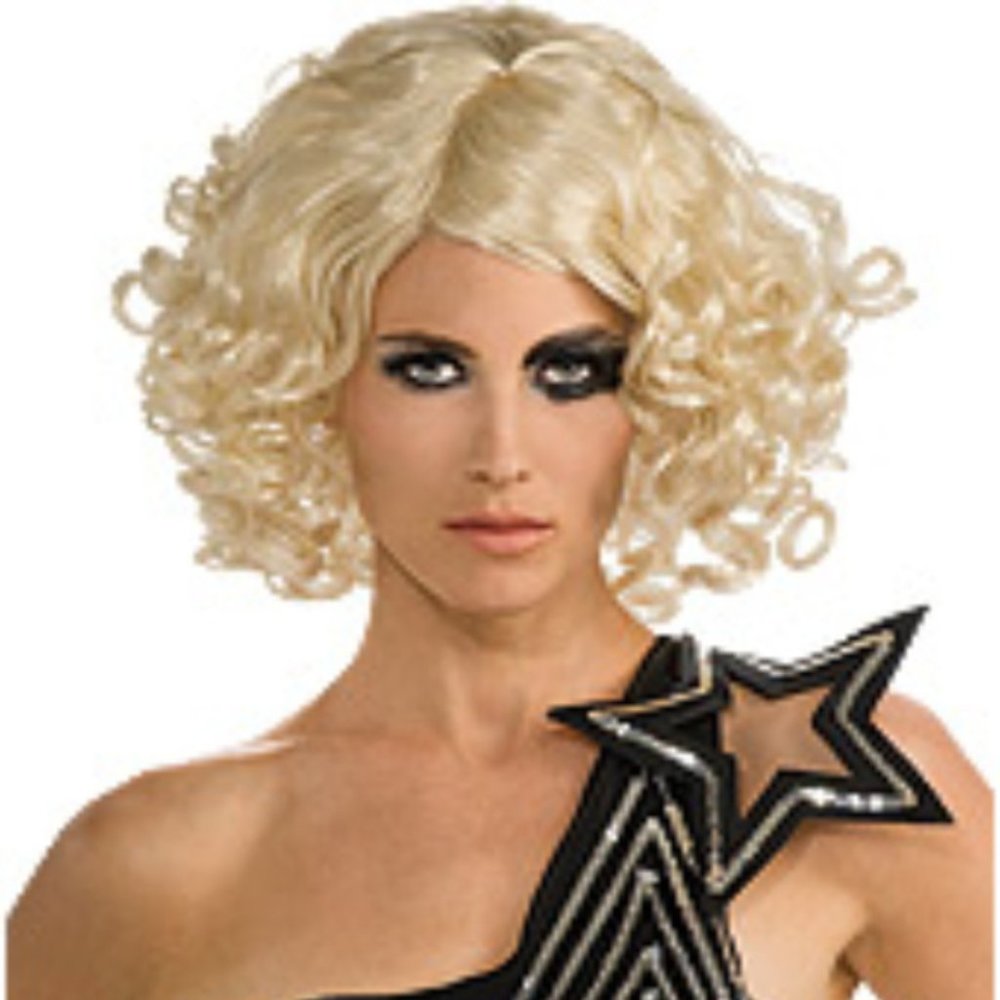 Rubie's LADY GAGA Curly Hair Blonde Wig New